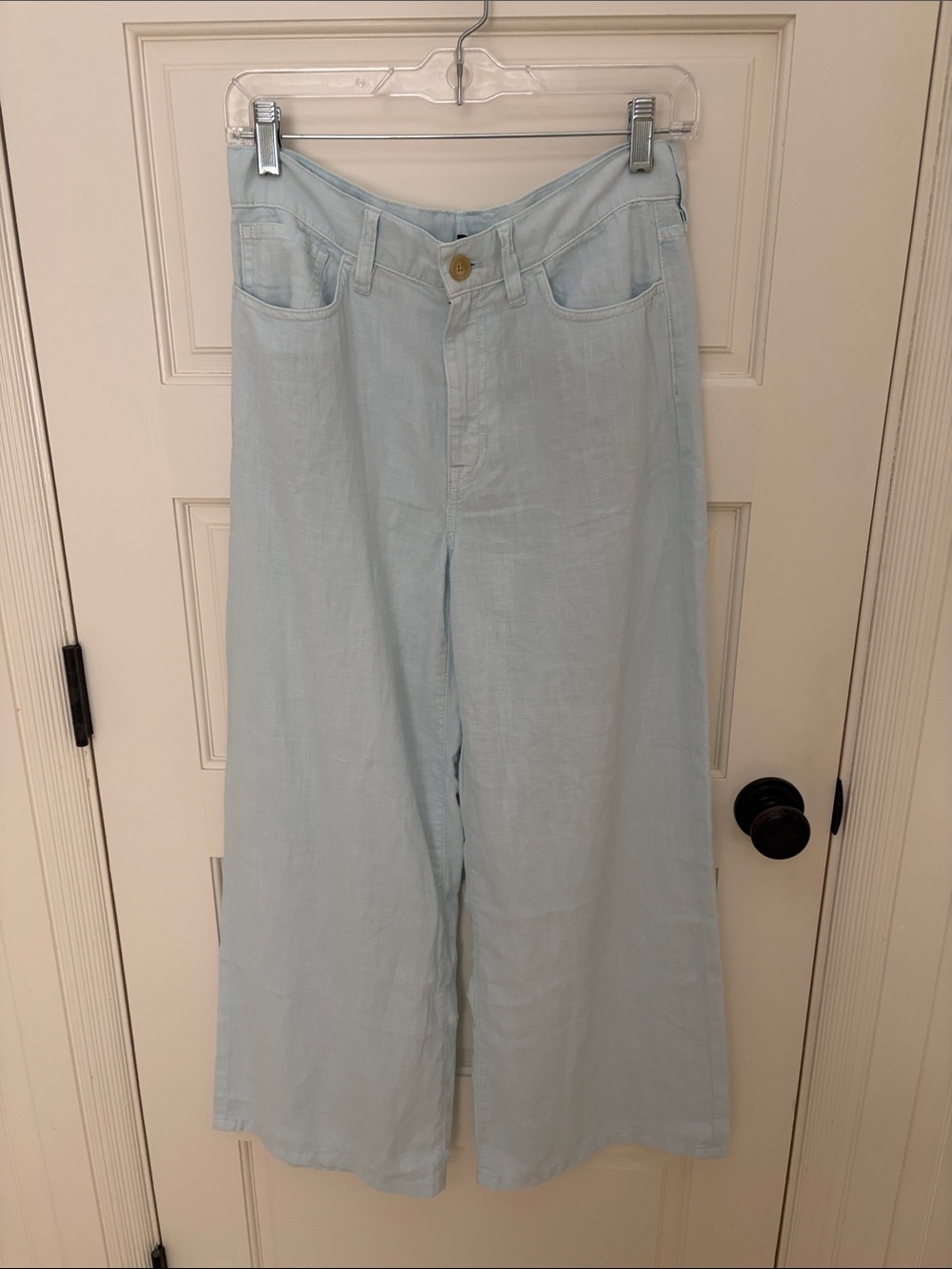 J. Crew Pale Blue Wide Leg Linen Blend Pants
